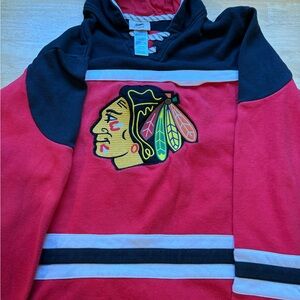 NHL Youth Red and Black Hoodie with Embroidered Logo